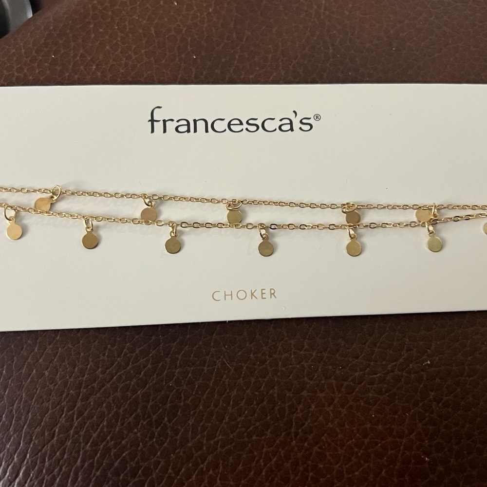 🍒 Bundle 2 / $20 - NWT Francesca's gold tone double layer choker necklace
